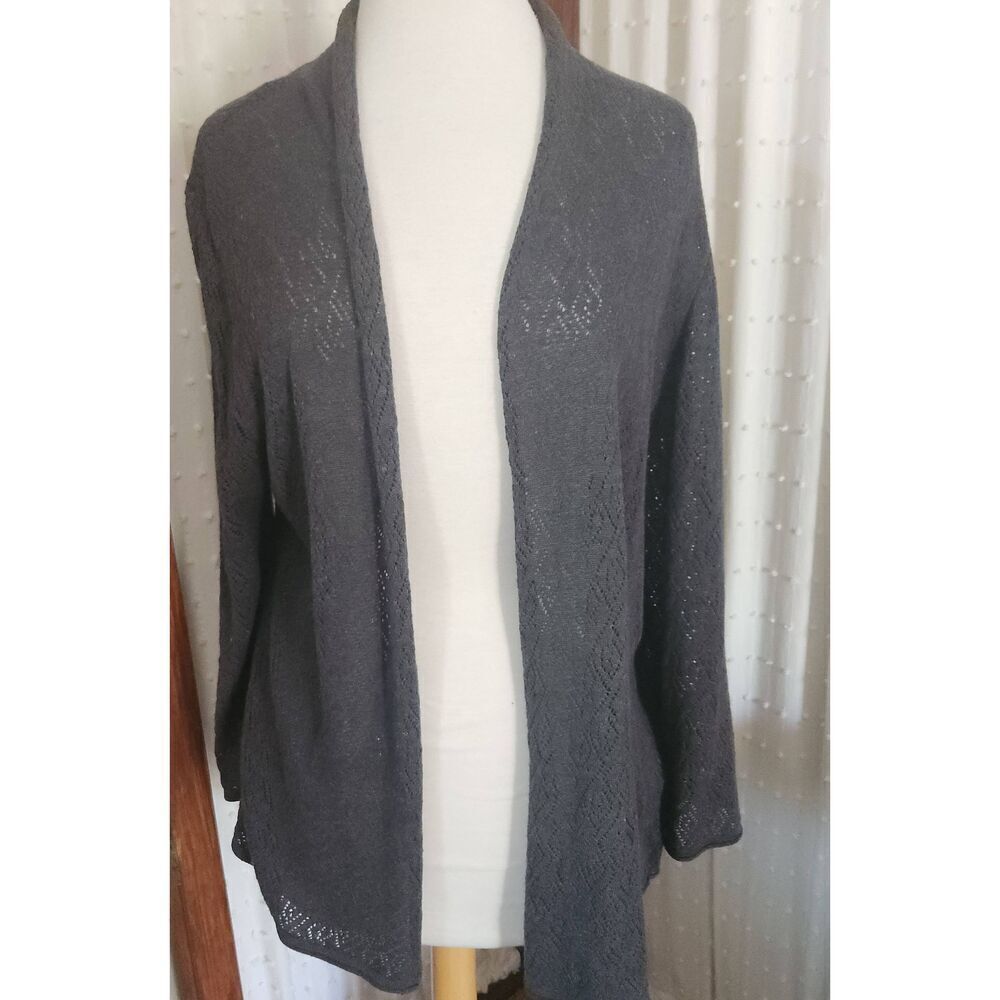 C37 Alfred Dunner gray open front cardigan